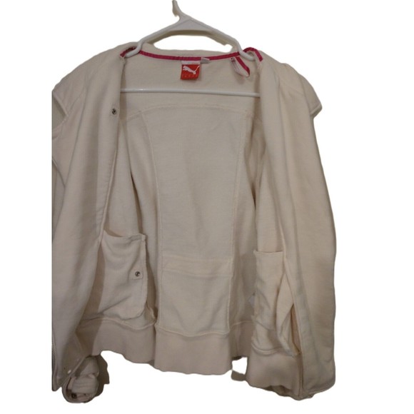 Unisex. Puma. Track Jacket - Sport lifestyle. White.  Size XL. Full zip. Cuffed. - Picture 2 of 4